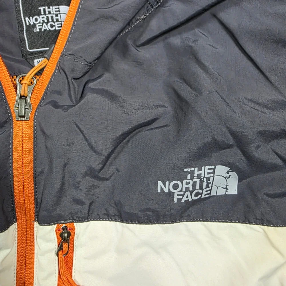 North Face Windbreaker Mens Medium Orange Grey White Hydrenalite Colorblock